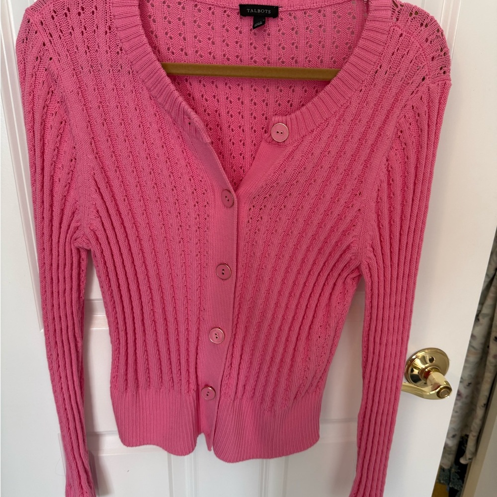 Talbots Vibrant Pink Cardigan Sweater